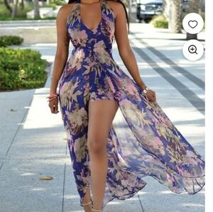 Brand New Without Tag Floral Maxi Dress in Purple and Pink